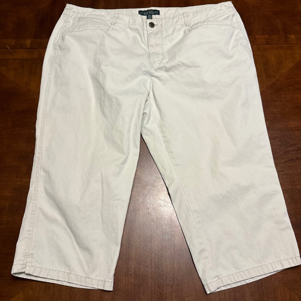 Lauren Ralph Lauren Capri Pants Women 18W Beige Cotton Twill Mid Rise Crop 0562